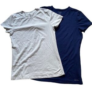 Calvin Klein blue cotton stretch scoop neck tee shirt Medium NWOT Set of 2